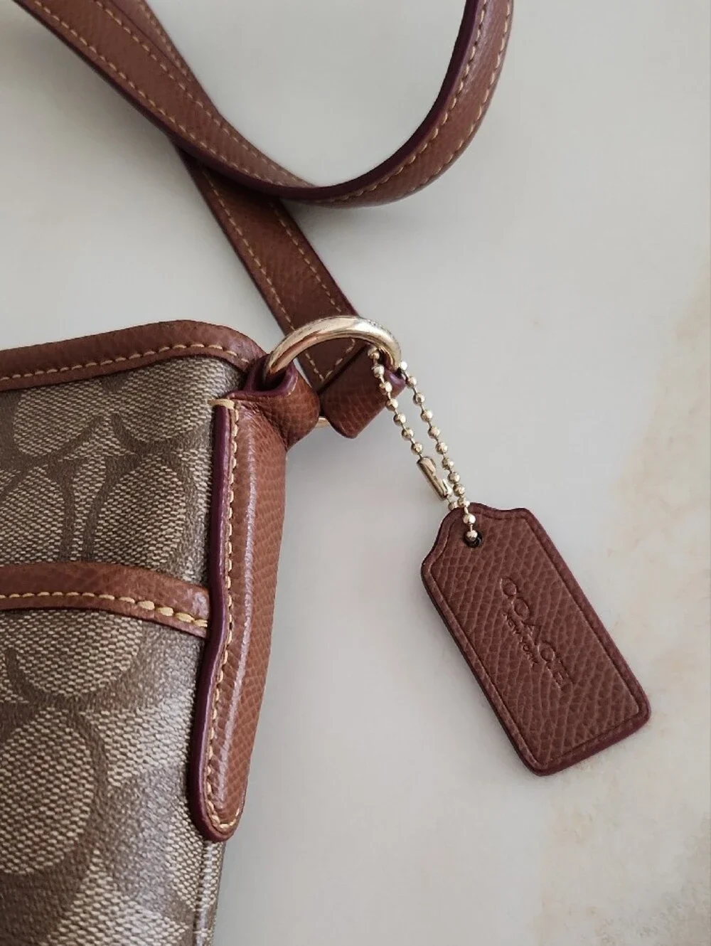 Coach Brown Signature Crossbody with Gold Hardware